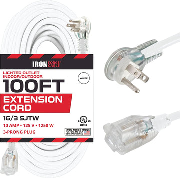 thumbnail image 2 of Iron Forge Tools 25 Ft White Extension Cord (2 Pack) - 16/3 Gauge Durable Electrical Cable 2 of 4