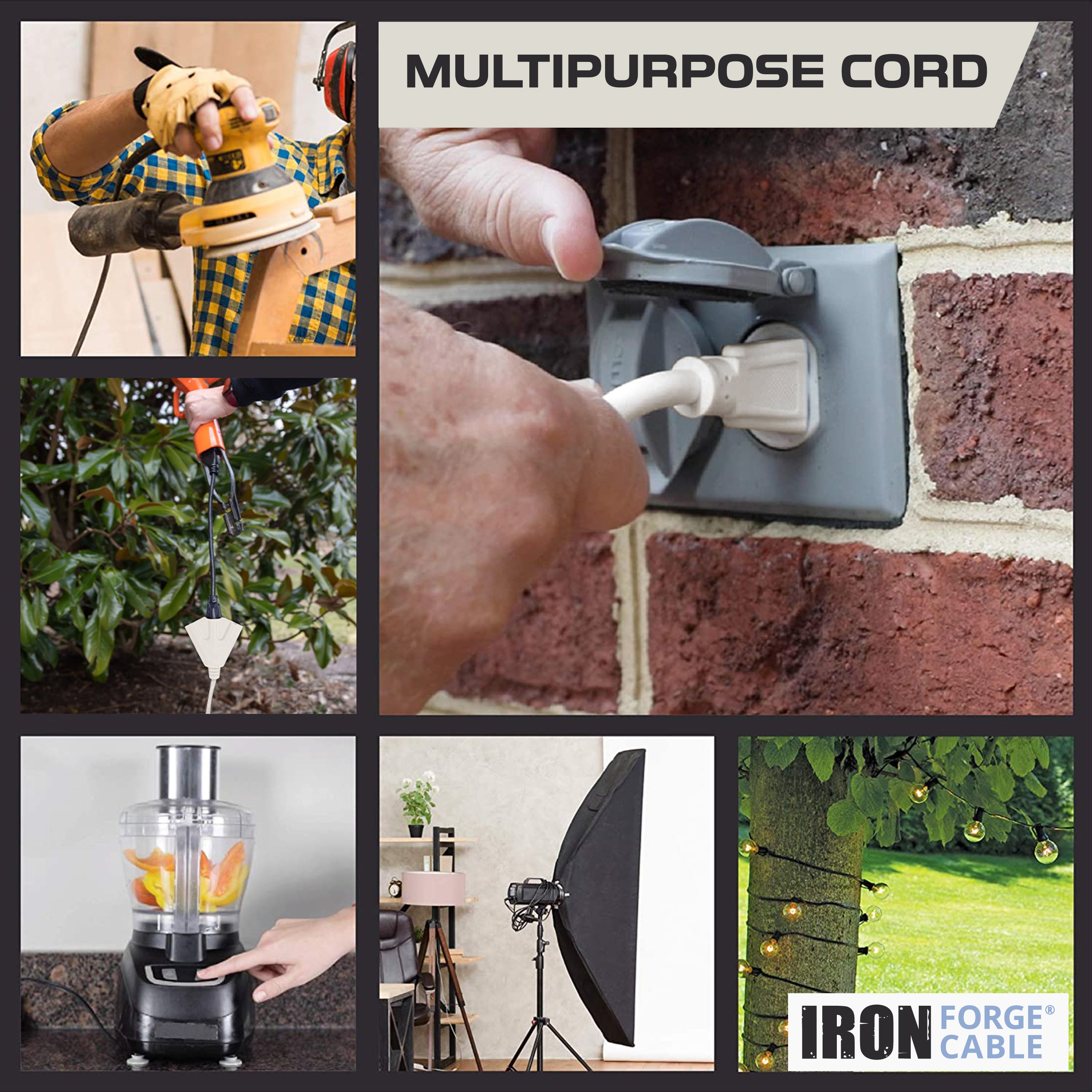 Cableforge Iron Forge Cable Weatherproof 75 Ft Outdoor Extension Cord with 3 Outl