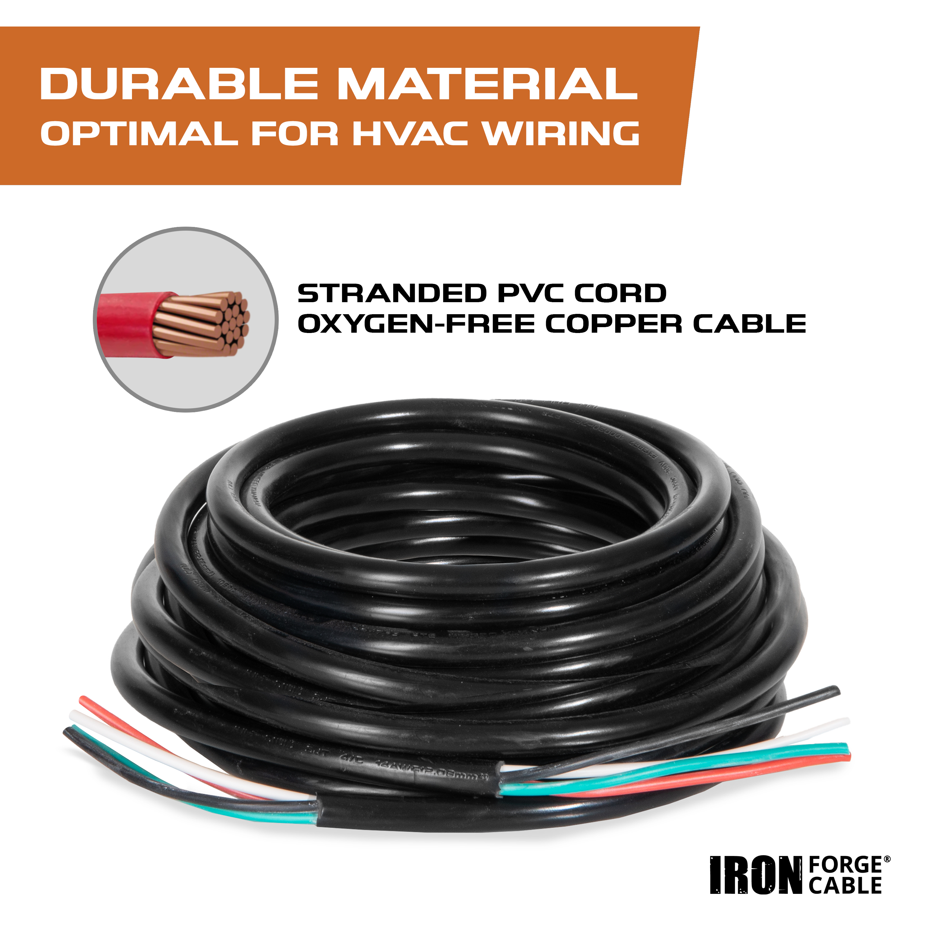 14/4 Mini Split Wire - 100ft, 300V, 14 Gauge 4 Conductor Wire with Con ...