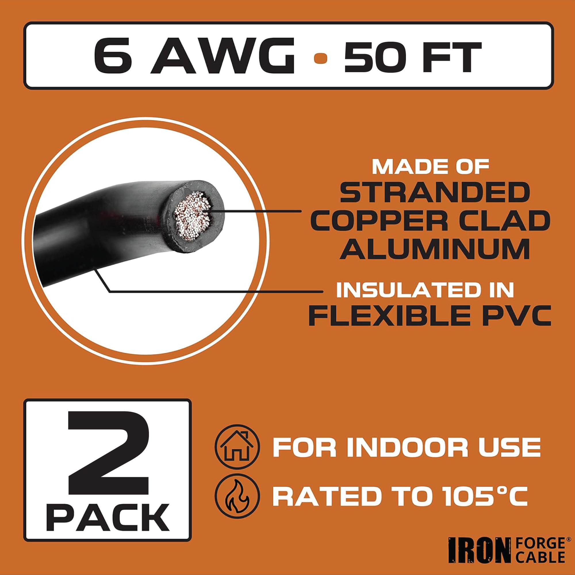 6 Line Wire 6 Gauge Primary Wire 2 Roll Assortment Pack - 1 Red, 1 Black - 50 Ft o ...