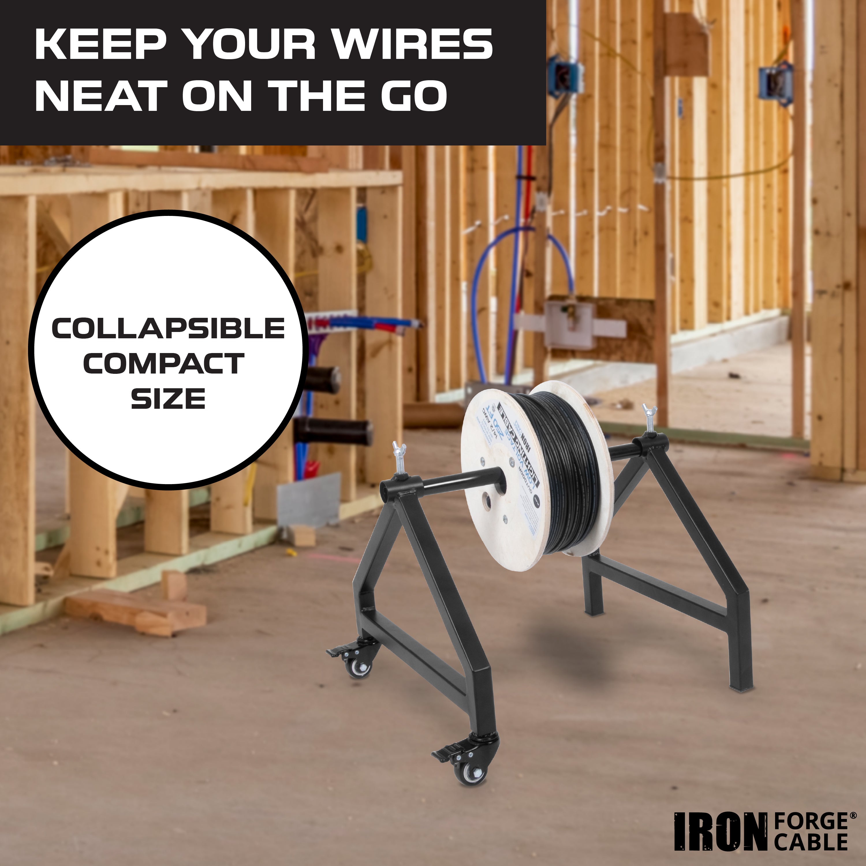 Wire Rack Caddy Rack Wire Spool Rack, Cable Caddy Spool Holder - Heavy Duty Welded Steel Fr ...