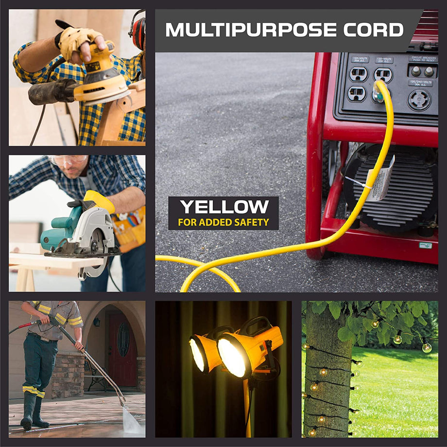 100 ft. x 10/3 Gauge Multiple Outlet Extension Cord, Yellow 100 ft. x 10/3 Gauge Multiple Outlet Extension Cord, Yellow