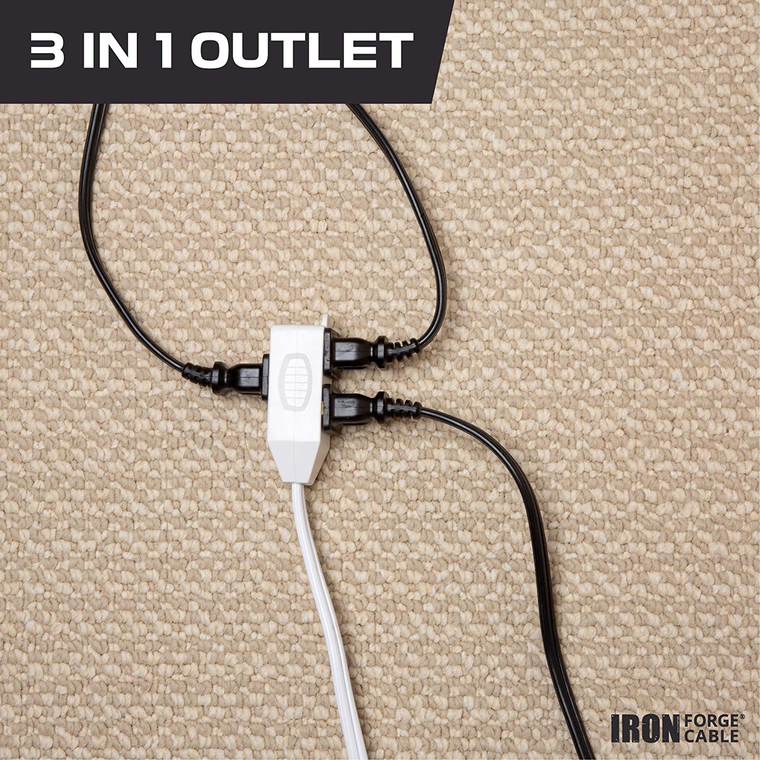Cableforge 10 Ft Extension Cord- 2 Pack- 16 Gauge- White – Iron Forge Cable