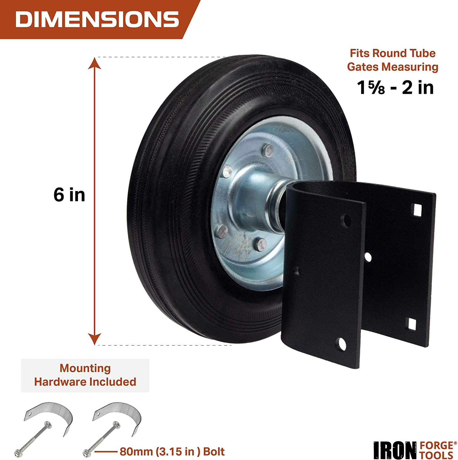 6in Gate Wheel Gate Wheel for Metal Swing Gates - 6