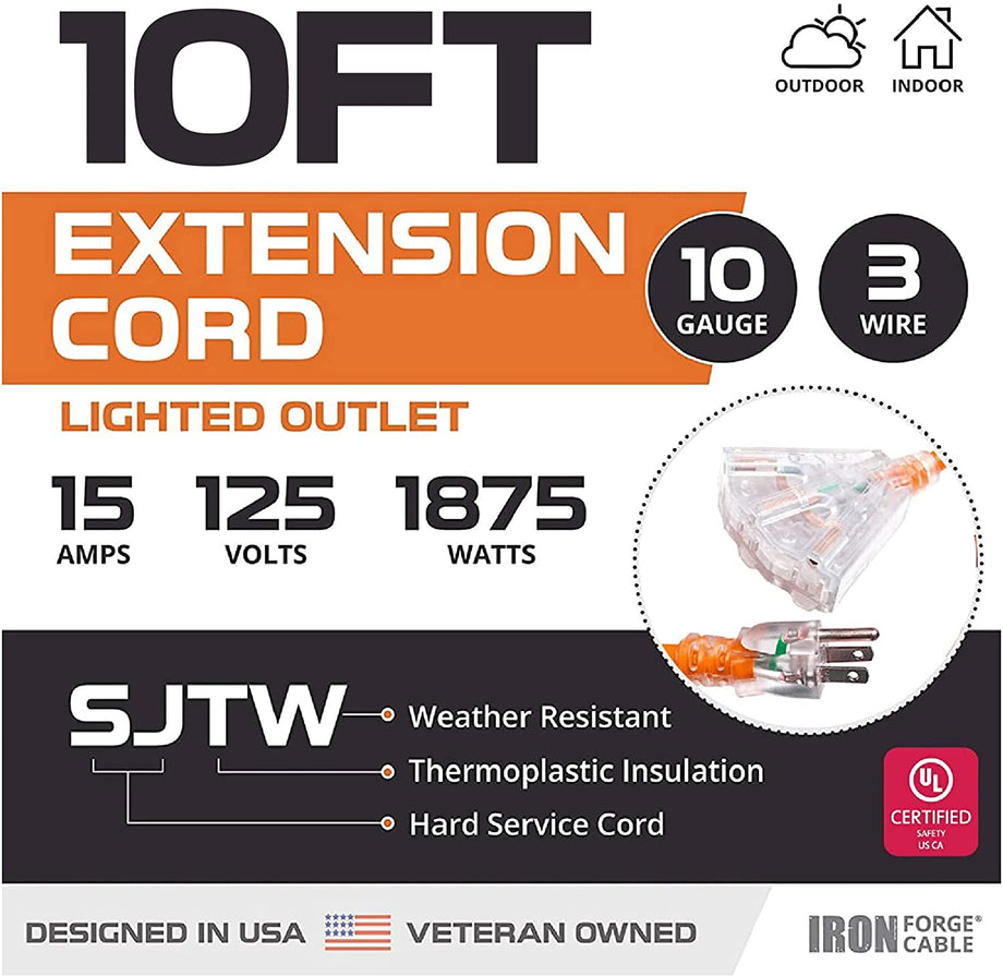 Aazon.co: HONDERSON 10 FT Lighted Outdoor Extension Cord with 3 Power Aazon.co: HONDERSON 10 FT Lighted Outdoor Extension Cord with 3 Power