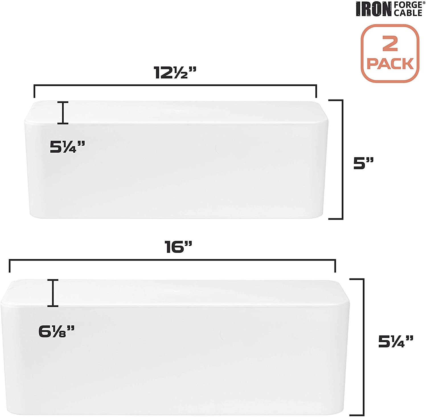 Cable Management Box, White, 2 Pack Cable Organiser Box, Cable Hide Box